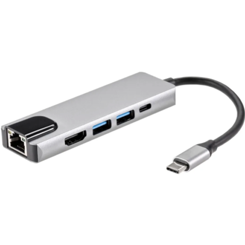 Адаптер Aopen/qust iOpen USB 3.1 Type-C(m) - HDMI A(m) 4K@30Hz, RJ45, 2XUSB3.0, PD адаптер type c на hdmi usb pd