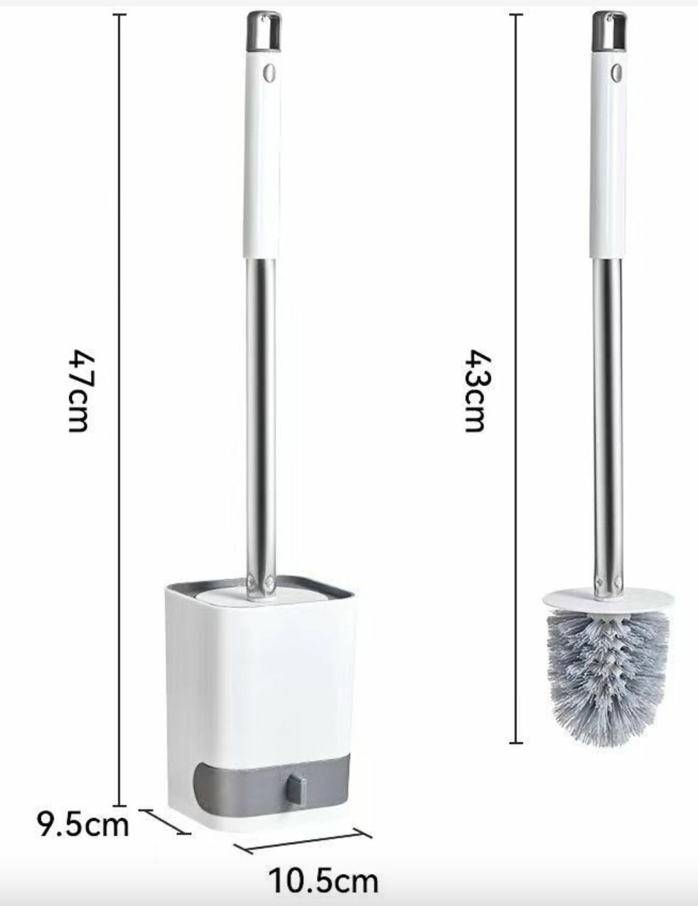 фото Универсальный ершик для унитаза белый верх темный серый низ