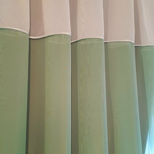 Тюль ИТлира вуаль для кухни комнаты кухни 1,57*2,90 м зеленая с белым