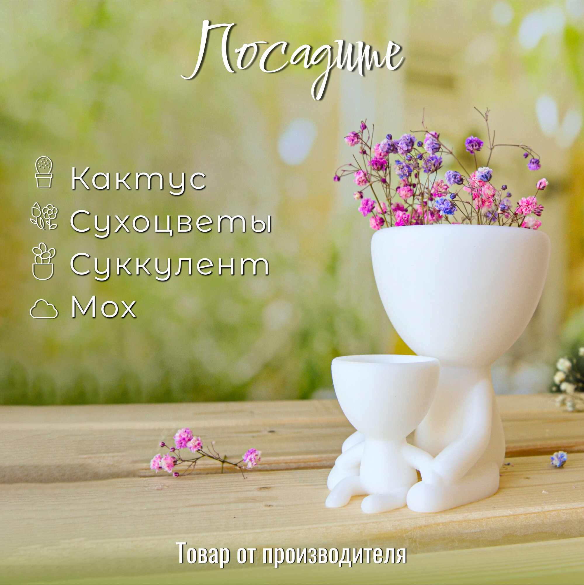 Кашпо для кактусов, суккулентов и мха, декоративное, 8,5 см — фото 1