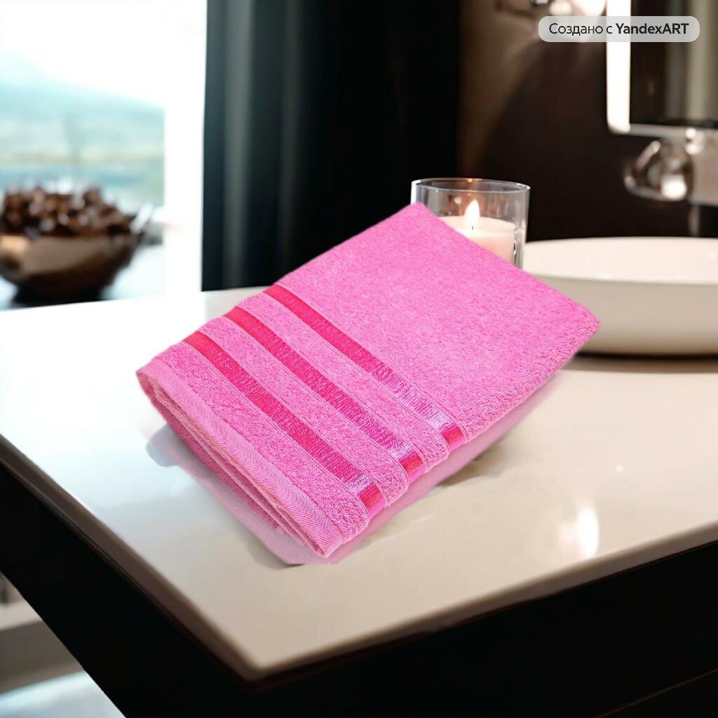 Полотенце кухонное, Хлопок, Махровая ткань, 30*50 см, темно-розовый, 1 шт.