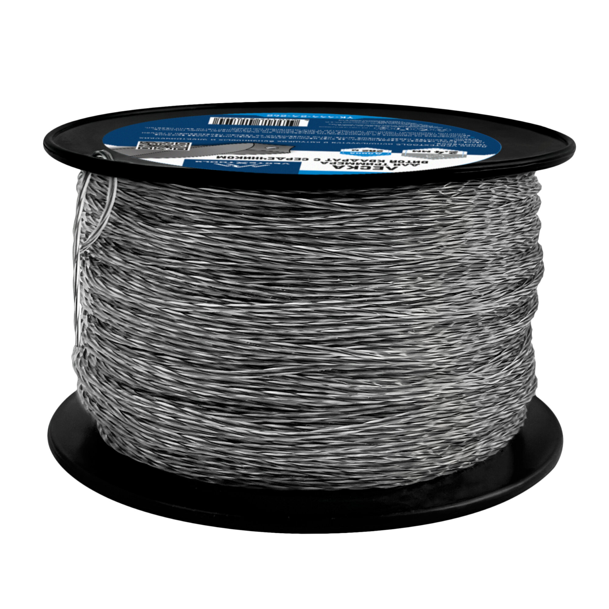 фото Леска для триммера VertexTools 2,4 мм 262 м витой квадрат с сердечником бобина