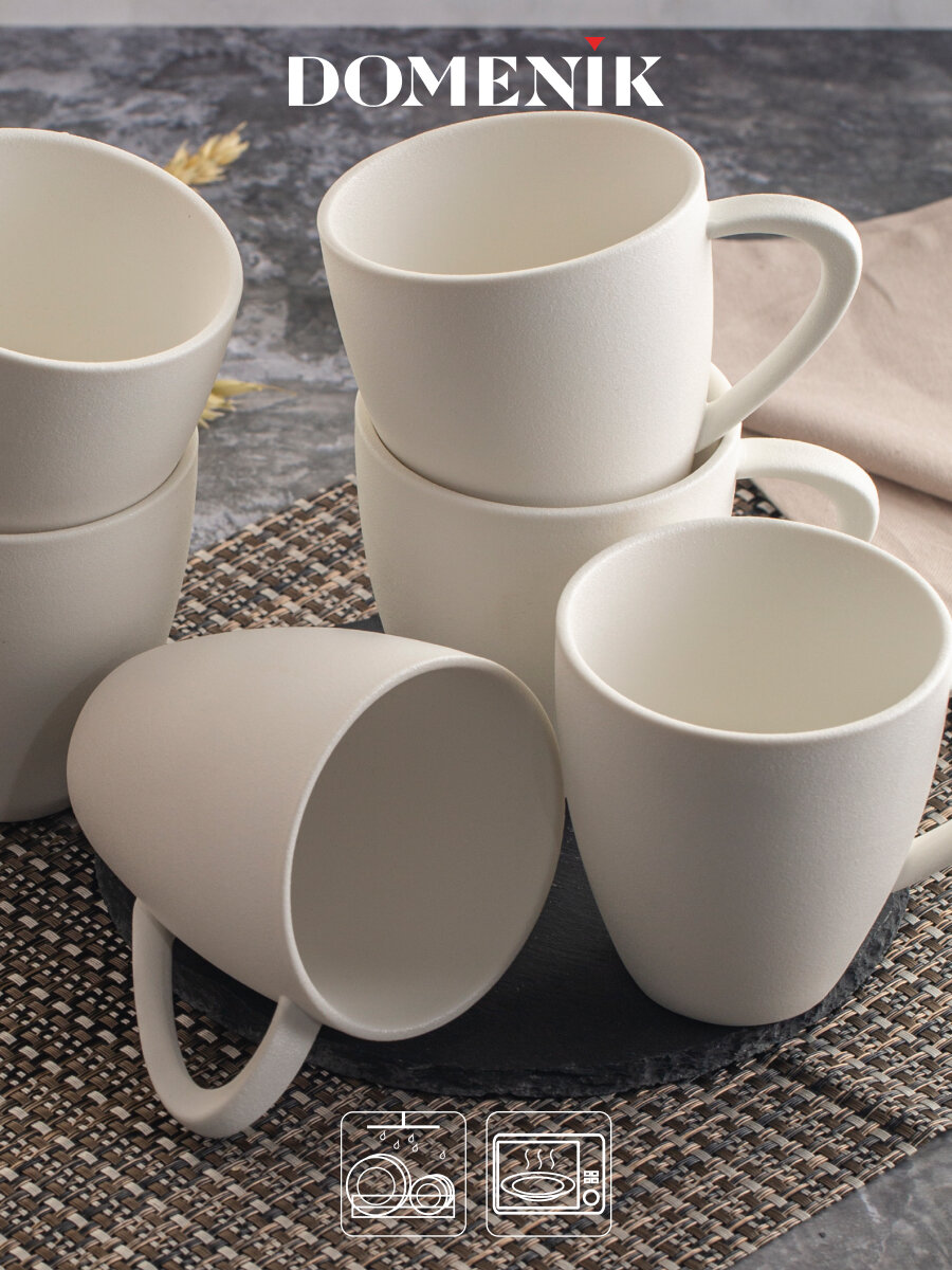 Кружка DOMENIK "ROCK WHITE", фарфор, для СВЧ и посудомойки, 360 мл, белая — фото 1