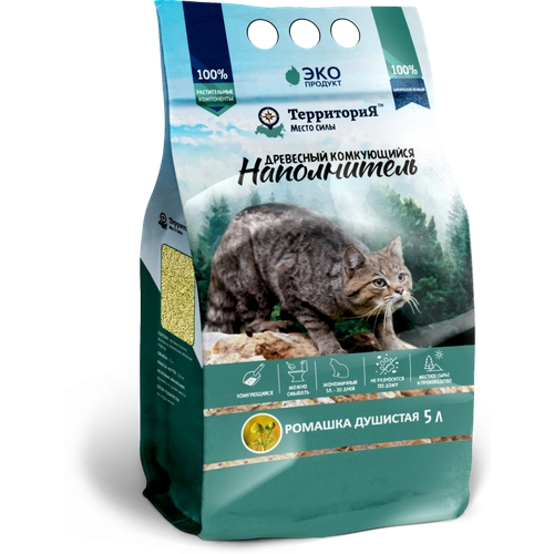 Наполнитель ТерриториЯ Ромашка комкующийся древесный 19кг5л 551₽