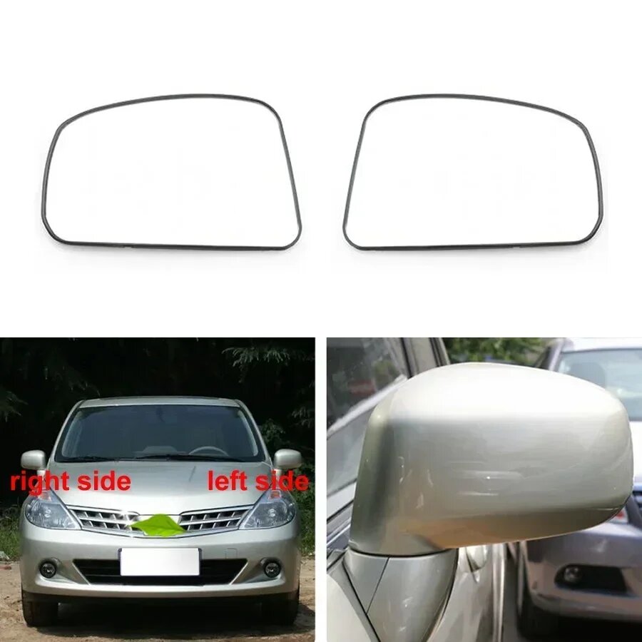 Автомобильные зеркала для Nissan Tiida 2005-2009, автомобильные аксессуары, наружное боковое зеркало заднего вида, отражающая стеклянная линза с подогревом, 2PCS left and right
