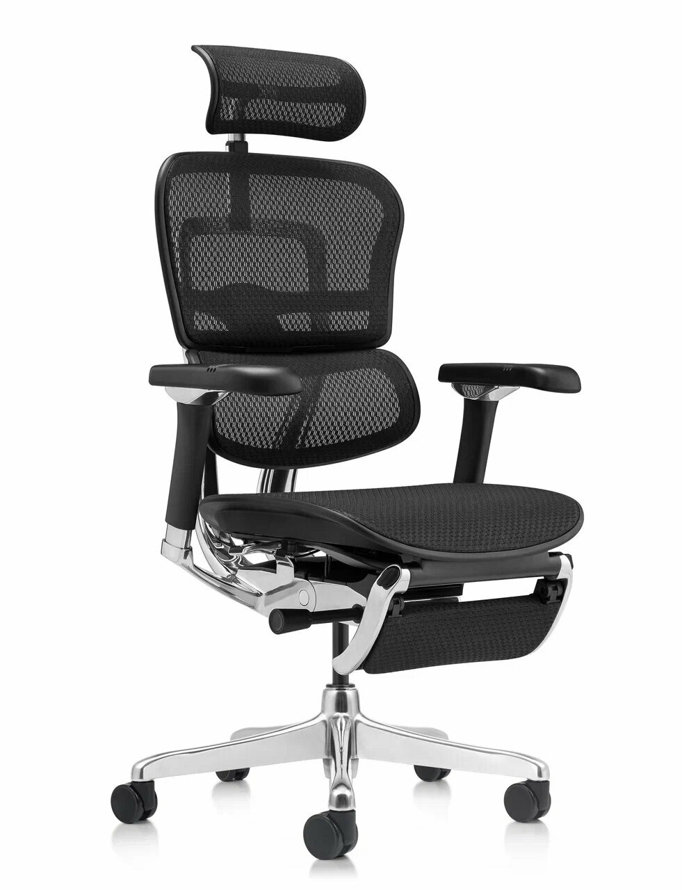 Кресло FALTO Ergohuman Luxury 2 с подножкой ( чёрный каркас /сетка чёрный T-168-B1 Black )