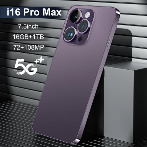 I16ProMax Мобильный телефон смартфон Spirit Island память 16GB1TB сеть 5G Walkie Talkie Bluetooth 40 Android 13 6800mah фиолетовый 6688₽