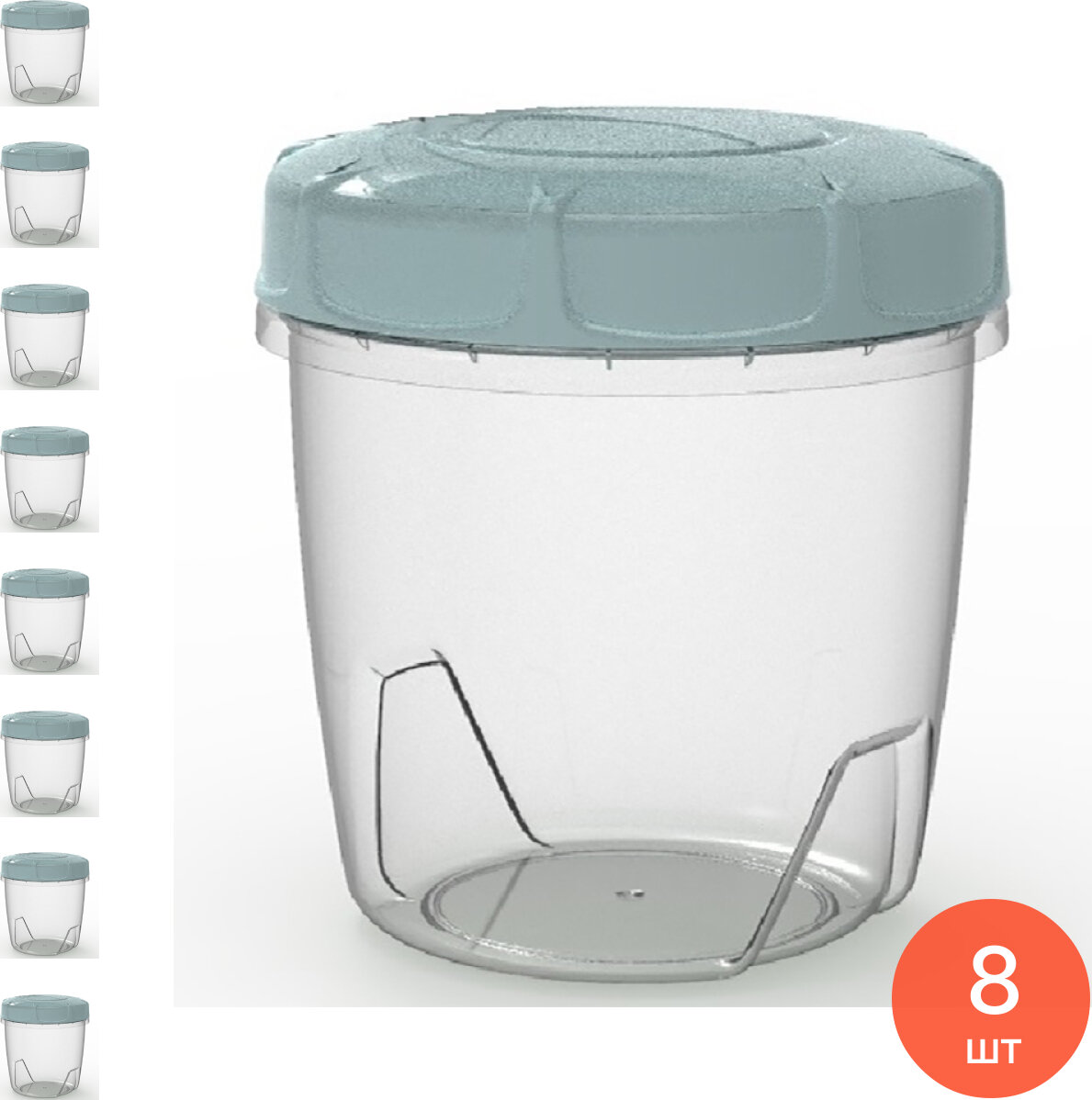 Банка для сыпучих продуктов Полимербыт LILU пластик прозрачный 1л (комплект из 8 шт)