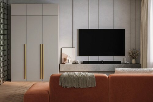 Изображение товара Шкаф распашной МебельЛэнд24 Лорена Хит - 3 с антресолью Кашемир 150x50x290 бежевый для одежды трехдверный