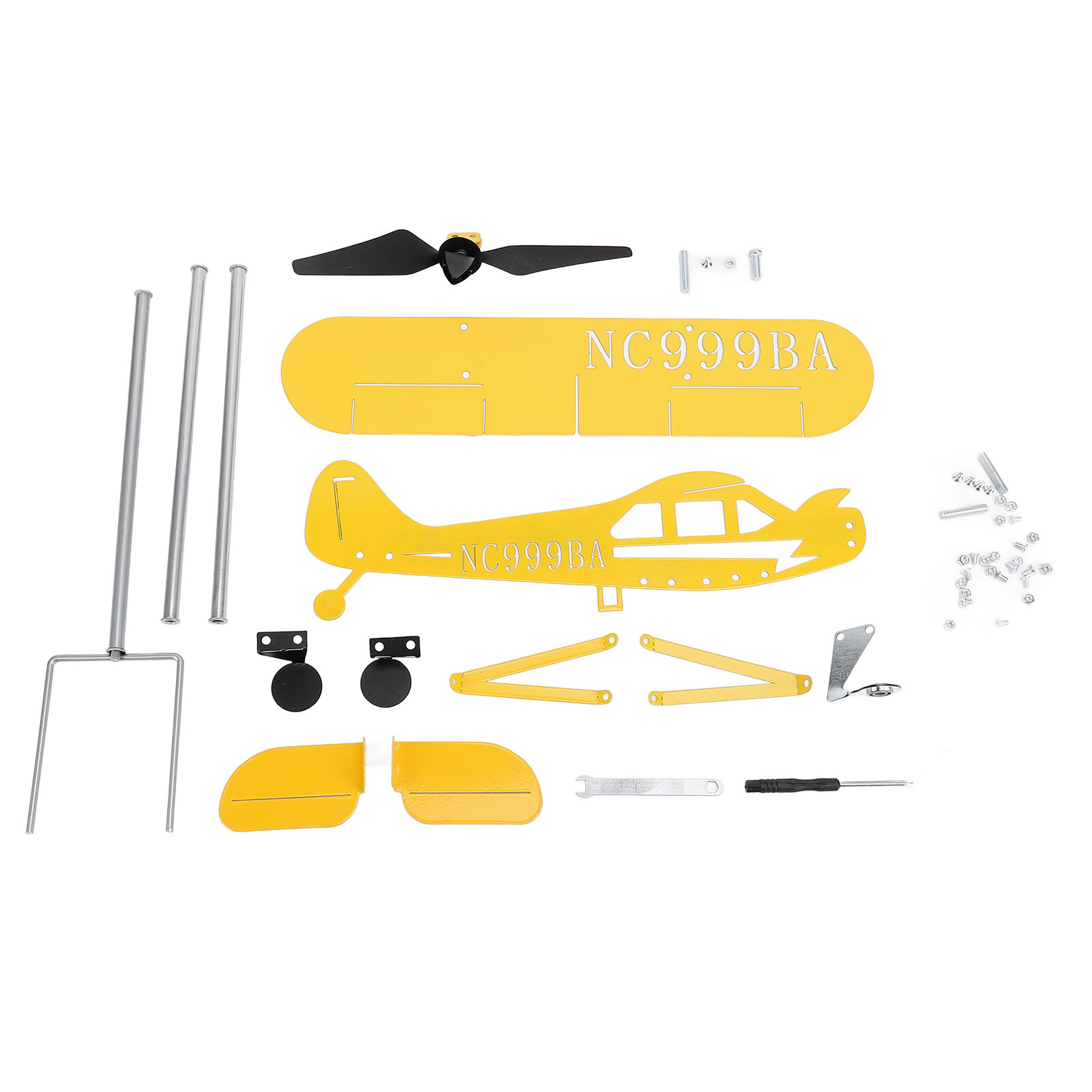 Airplane Weathervane Metal Rotating Wind Spinner for Outdoor Yard Garden Sculpture Yellow