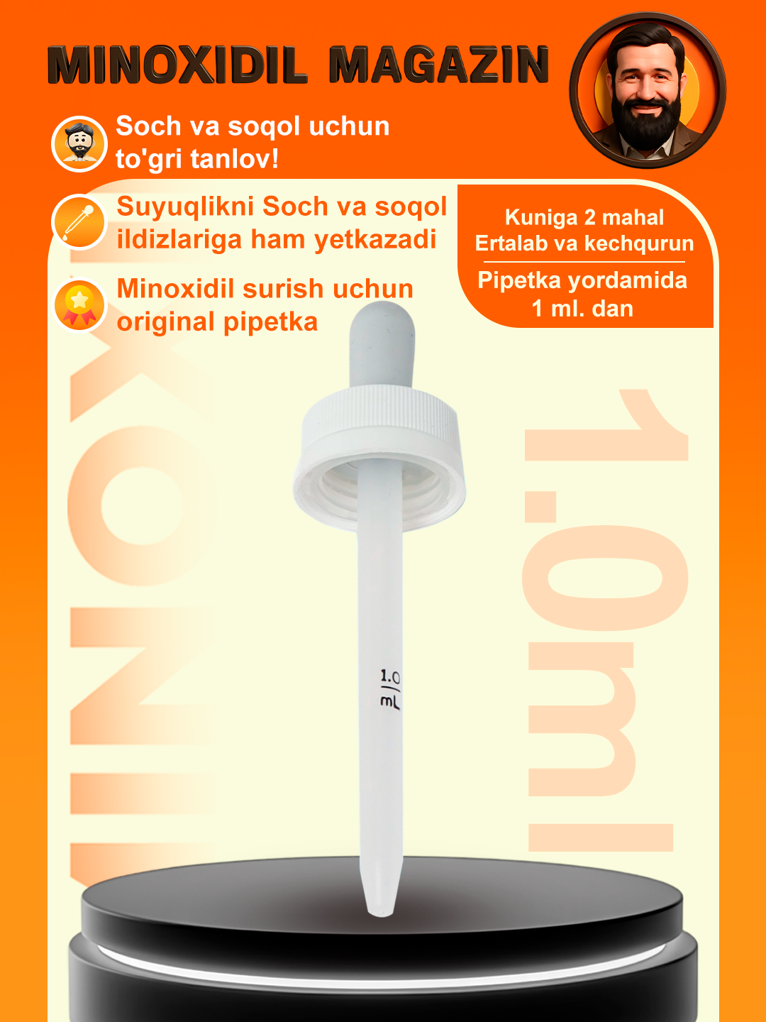 Миноксидил pipitka Minoxidil Topical Solution USP 10%, для роста волос и бороды, 60 мл