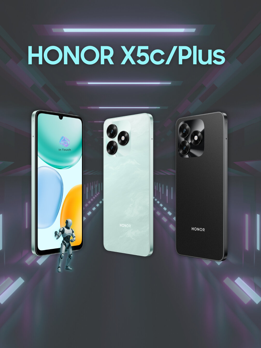 HONOR Smartfon Honor X5c Plus, 4GB 128GB, 6.74" 90Gts ekran, 50MP kamera, 5260mA batareya, 15W tezkor