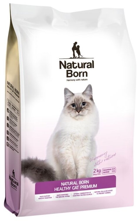 Сухой корм для кошек Natural Born Healthy Cat Premium с курицей 2 кг - фотография № 1