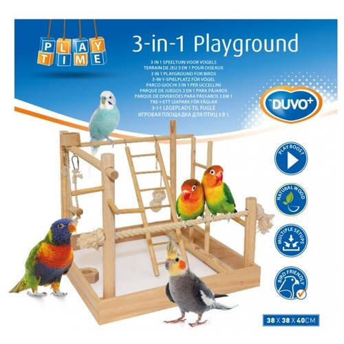 игрушка для птиц игровая площадка 39х24х25см парротслаб pl3021 Игровая площадка для малых птиц деревянная, DUVO+ 38х38х40.5см (Бельгия)