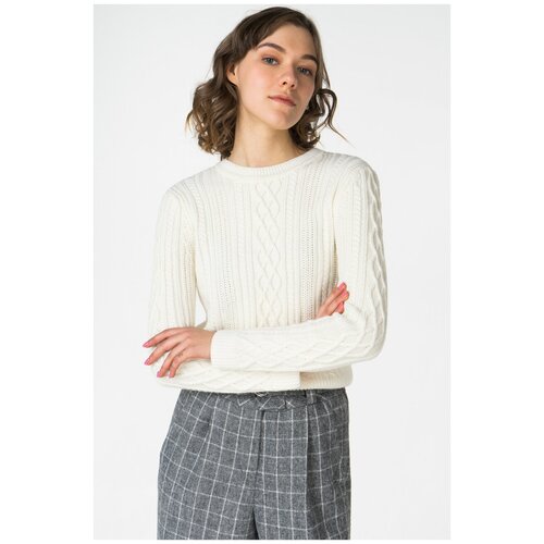 фото Короткий свитер с узором "косы" aw18-10-0532-fs белый 42 t-skirt