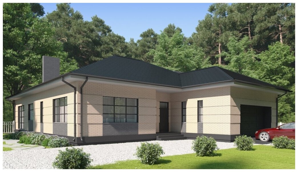 Проект жилого дома STROY-RZN 11-0025 (279,89 м2, 16,76*22,09 м, керамический блок 440 мм, облицовочный кирпич)
