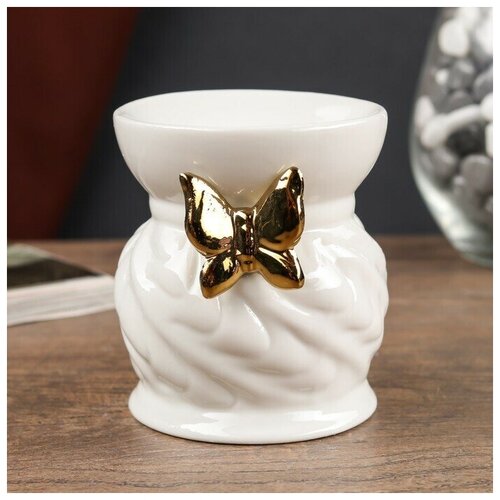 Купить Аромалампа керамика Золотая бабочка 9х7, 5х7, 5 см, Случай, белый