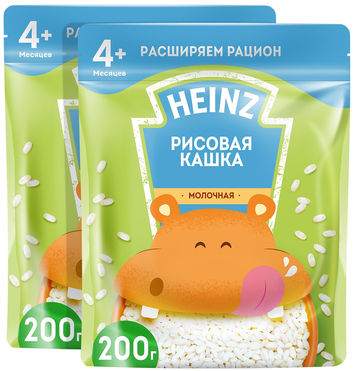 Спайка Каша Heinz молочная рисовая с Омега 3 с 4 месчцев 200 г, 2шт