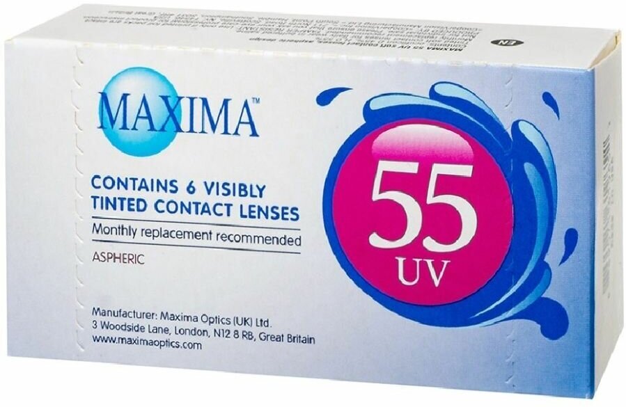 Линзы контактные MAXIMA (Максима) 55 UV Aspheric мягкие (-2.00/8.6/14.2) 6 шт. CooperVision Manufakturing GB - фото №6