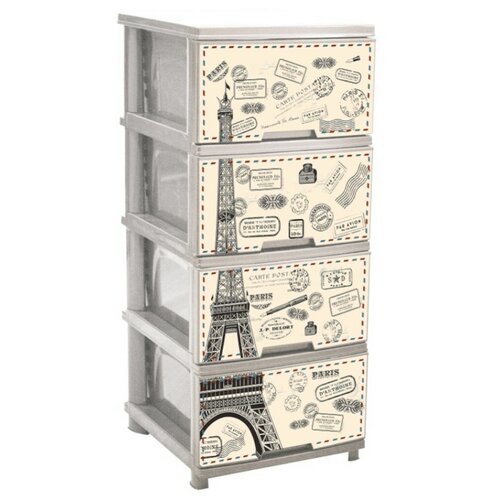 Комод 4 ящика, Париж, 39.5х46.5х95.5 см, какао-кремовый, 123093, Алеана