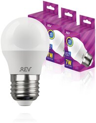 Упаковка светодиодных ламп 3 шт REV 32342 6, 2700К, Е27, G45, 7Вт