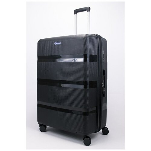 фото Mironpan чемодан большой pp (3 гориз. полосы) с расширением черный xl большой черный sweetbags
