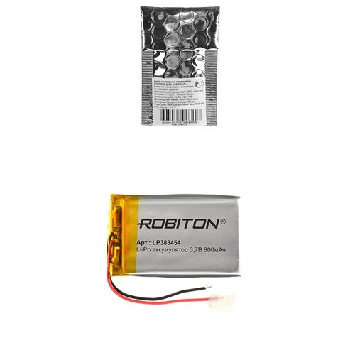 фото Литий-полимерный аккумулятор 3.7v, 800 mah с размерами 54 x 34 x 4 мм. robiton