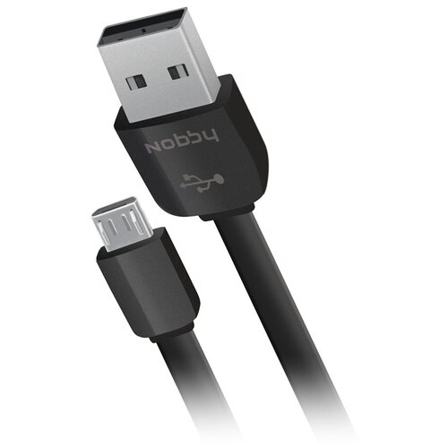 Кабель соединительный USB 2.0 - AM/microUSB Nobby Connect 008-001 0.23 м, плоский, черный 8991