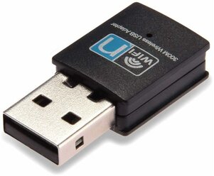 Wi-Fi адаптер для пк и ноутбука USB 300 Mbps 8192EU с драйверами в комплекте, черный