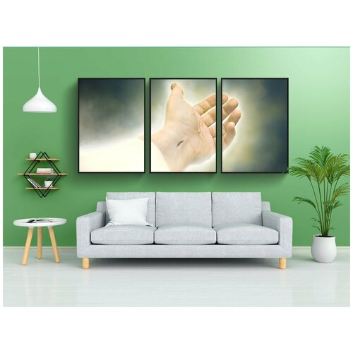 фото Набор модулных постеров для интерьера "иисус христос, рука, воскрешение" 60x90 см. в тубусе, без рамки lotsprints