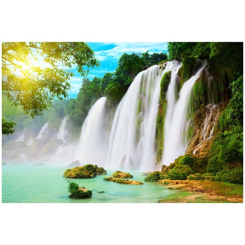 Фотообои Уютная стена Детиан водопад Азии 410х270 см Бесшовные Премиум (единым полотном)
