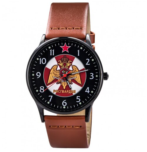 Наручные часы с символикой Росгвардии, коричневый