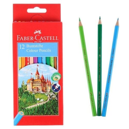 FABER-CASTELL Карандаши 12 цветов Faber-Castell ECO «Замок» 1201 7/2.8 мм, шестигранный корпус, без точилки