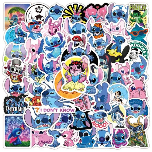 Наклейки Лило и Стич / Lilo & Stitch А водостойкие 100шт (3-6см)