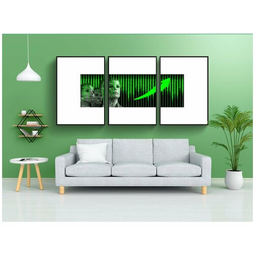 фото Набор модулных постеров для интерьера "голова, печатная плата, машинное обучение" 60x90 см. в тубусе, без рамки lotsprints