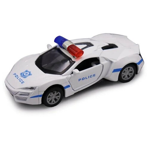 Машинка Funky Toys Die-cast, Ликан полиция, инерционная, открываются двери, белая, M 1:32 (FT61307)удалить ПО задаче детская инерционная металлическая машинка с открывающимися дверями модель mitsubishi lancer evolution белый