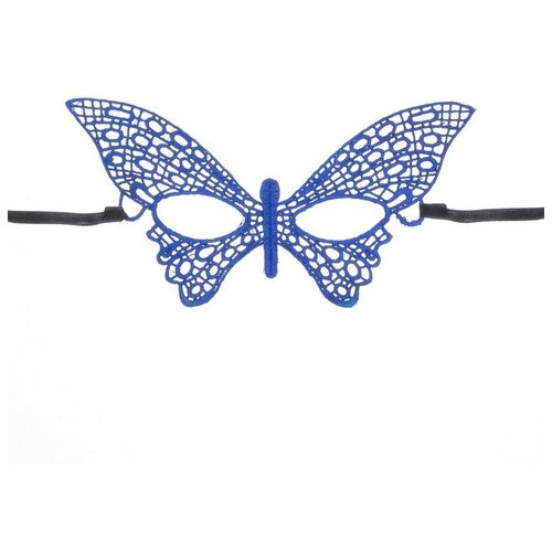 фото Карнавальная маска «бабочка», ажур, цвет синий rusexpress