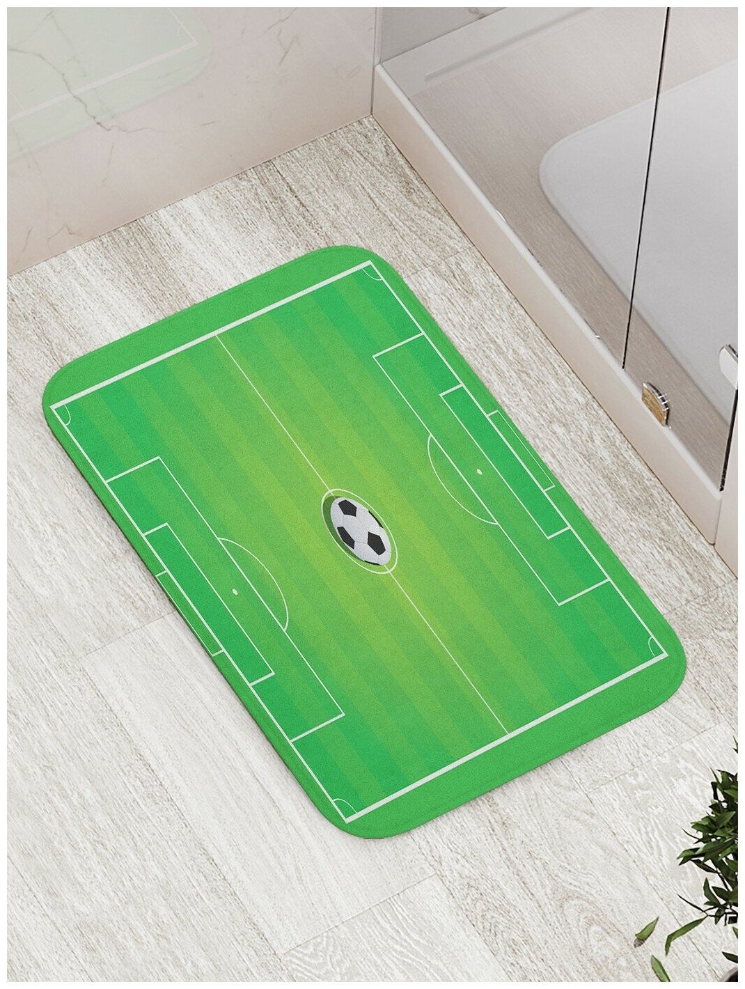 Коврик JoyArty противоскользящий "Футбольная разметка" для ванной, сауны, бассейна, 77х52 см