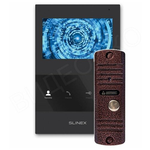 Комплект видеодомофона Slinex SQ-04M с вызывной панелью (черный монитор)