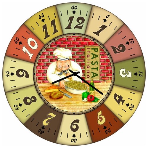 фото Svs настенные часы svs 4002696 повар и спагетти