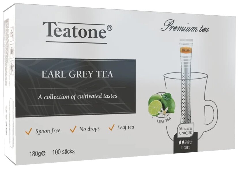 Чай черный с ароматом бергамота Teatone в стиках, 200 г, 100 шт. - фотография № 1