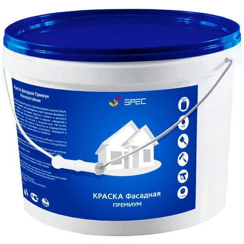 Краска Фасадная Акриловая Премиум SPEC моющаяся/ для стен/ матовое покрытие/ белый, 12 кг