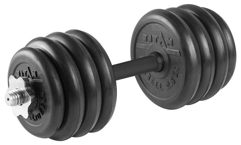 Гантель разборная 20 кг TITAN Barbell - d26, Комплектация №2 с обрезиненной ручкой