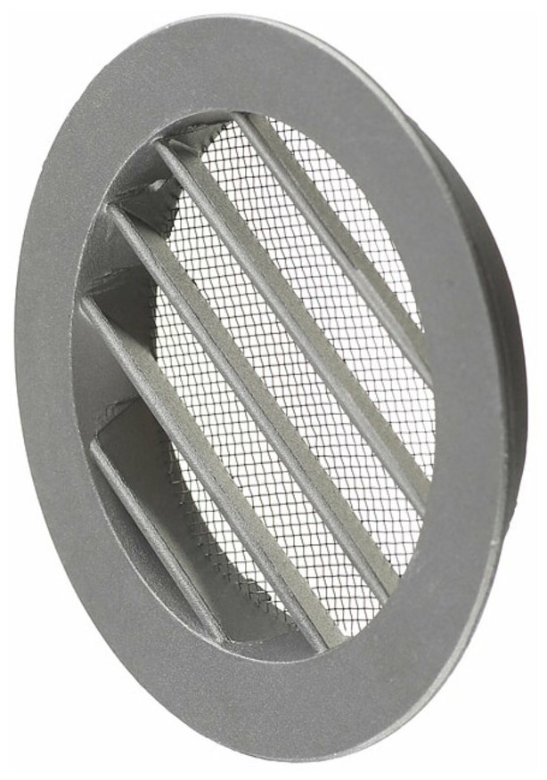 Решетка вентиляционная наружная с фланцем d100 мм круглая алюминиевая d125 мм