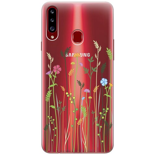 фото Ультратонкий силиконовый чехол-накладка clearview для samsung galaxy a20s с 3d принтом "flowers & fern" gosso