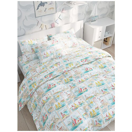 фото Постельное белье сказка "витамин sea" семейное наволочка 50х70 см 2 шт простынь 240х215 см пододеяльник 145х215 см(2шт)