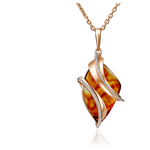 фото Подвеска platina jewelry из золота 585 пробы с янтарем