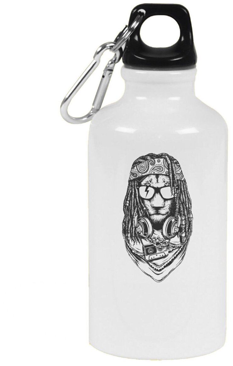 Бутылка с карабином CoolPodarok Животные Лев с дредами