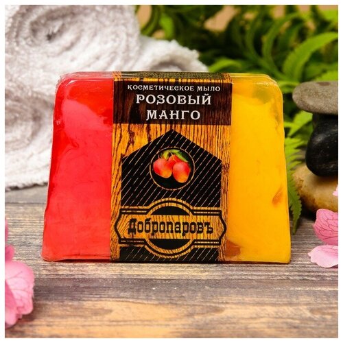 Купить Добропаровъ Косметическое мыло для бани и сауны Розовый манго , Добропаровъ , 100 гр., красный/желтый-красный