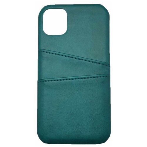 Чехол-бампер для iPhone 12 Pro Max из качественной импортной кожи с отделениями для банковских карт мужской женский зеленый